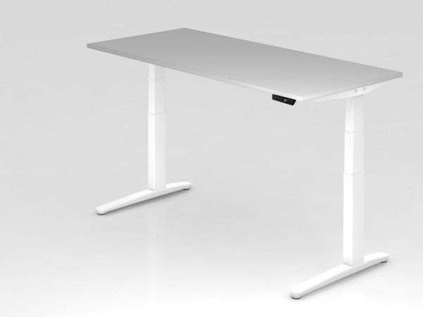 Hammerbacher Sitz-Steh-Schreibtisch elektrisch 180x80cm Grau/Weiß, Rechteckform, VXBHM19/5/WW