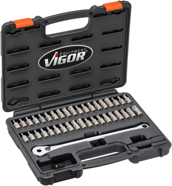 VIGOR Ratschenschlüssel Bit Satz, 250 mm Länge, V7784, 4047728077842