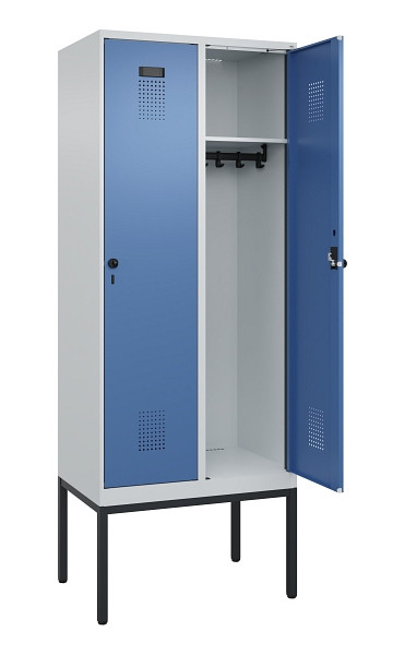 C+P Spind Evolo PLUS, Gestell, 2 Abteile, 2120x800x500mm, 7035/5023, Verschluss Drehriegel, Ablageböden 2, 0490307-22 S10008