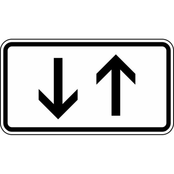 Stein HGS Verkehr in beide Richtungen, zwei gegengerichtete senkrechte Pfeile Nr. 1000-31, 600 x 330 mm, Flachform 3 mm, RA2, 1000-31-223