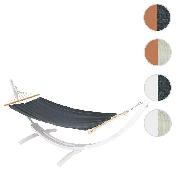 Mendler Hängematte mit Gestell HWC-J46, Hängeschaukel, bis 200kg Holzgestell 320cm, weiß, Matte grau, 80661