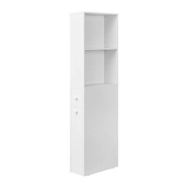 VASAGLE Schlankler Badezimmer-Aufbewahrungsschrank, freistehender Schrank mit Aufbewahrungsschubladen und verstellbarem Regal, weiß, BBK567T14