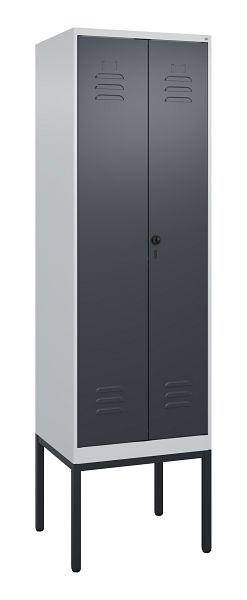 C+P Umkleidespind Classic PLUS SW, Gestell, 2 Abteile, 2120x600x500mm, 7035/7016, Drehriegel, 0800327-20 S10008