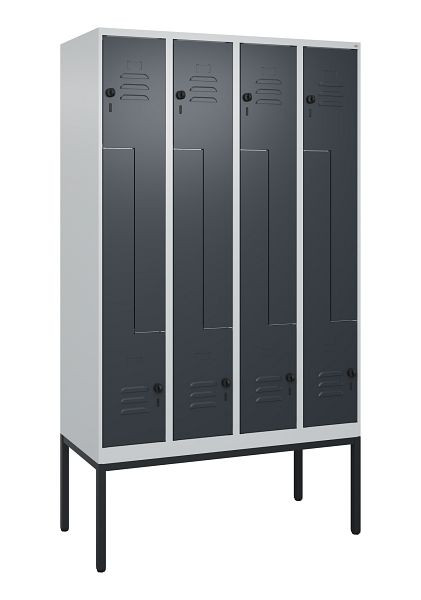 C+P Z-Spind Classic PLUS, Gestell, 8 Abteile, 2120x1200x500mm, 7035/7016, Drehriegel, 0800337-408 S10008