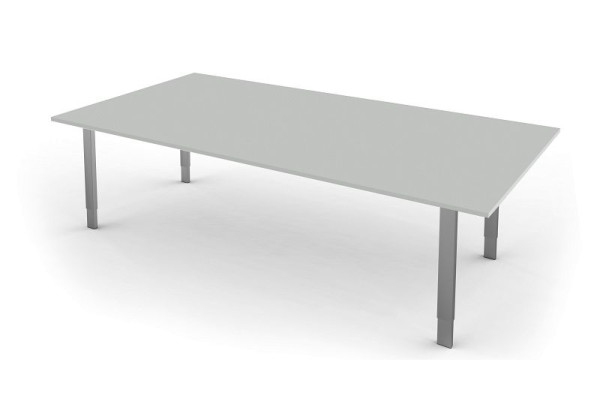 Kerkmann Schreibtisch extragroß / Besprechungstisch mit 4-Bein-Gestell, B 2000 x T 1000 x H 680-820 mm, Form 5, Farbe: lichtgrau, 11416311