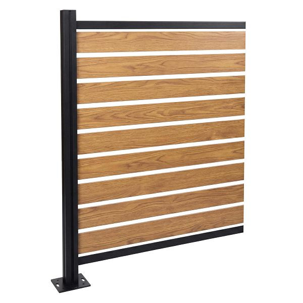 Mendler Alu Mülltonnen-Zaun HWC-K57, Erweiterungselement Mülltonnenverkleidung, Holzoptik erweiterbar 130x100x6cm, hellbraun, 120567
