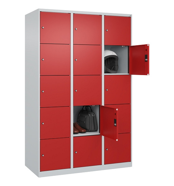 C+P Schließfachschrank Evolo PLUS, 15 Fächer, 1850x1200x500mm, 7035/3000, 049000-325 S10003
