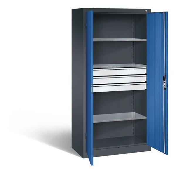 C+P Werkzeugschrank Acurado, H1950xB930xT500mm, Farbe: Schwarzgrau / Enzianblau, Muldengriff, 8921-5030 S10173