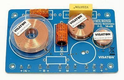 Visaton Frequenzweiche aus hochwertigen Kupferspulen, MKT-Folienkondensatoren sowie verlustarmen Tonfrequenz-Elkos HW 3/80 NG - 8 Ohm, 5406