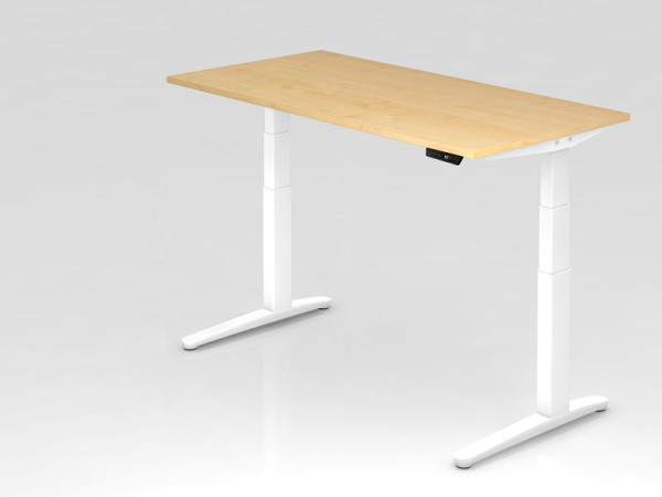 Hammerbacher Sitz-Steh-Schreibtisch elektrisch 160x80cm Ahorn/Weiß, Rechteckform, VXBHM16/3/WW