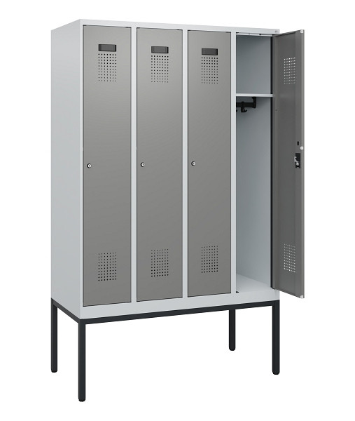 C+P Spind Evolo PLUS, Gestell, 4 Abteile, 1950x1200x500mm, 7035/0004, Zylinderschloss, 0490305-40 S10041