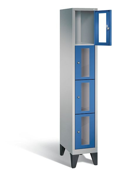 C+P Schließfachschrank Classic, H1850xB320xT500mm, Farbe: Weißaluminium / Enzianblau, 8010A104 S10010