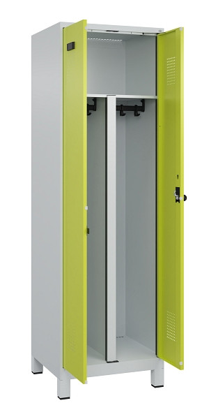 C+P PSA Schwarz-Weiß-Spind Evolo PLUS, mit Füßen, 2 Abteile, 1950x600x500mm, 70, 1108060 RDS Clowngrün, Drehriegel, 049012-20P S10015