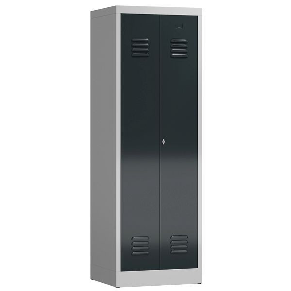 Lüllmann ClassiX Garderobenschrank, 2 Abteile mittig schließend, 1800 x 590 x 500 mm, lichtgrau/anthrazitgrau, X-510428