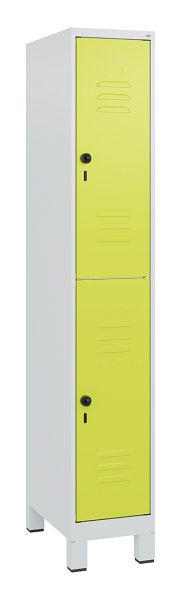 C+P Doppelstöckiger Spind Classic PLUS, Füße, 1800x300x500mm, 7035/0024, Drehriegel, 0803107-10 S10010