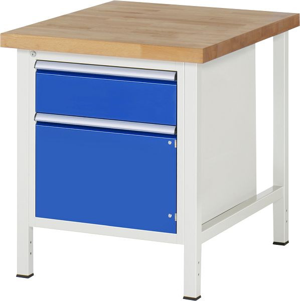 RAU Werkbank Serie 8000 - Gestell-Bauweise (Schweißgestell), Unterbau-Container (1x Schublade, 1x Flügeltür), 750x840x900 mm, 03-8152A2-079B4S.11