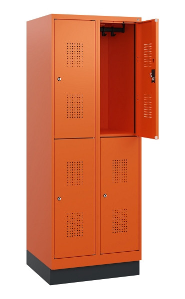 C+P Doppelstöckiger Spind Evolo PLUS, Sockel, 4 Fächer, 1630x600x500mm, 2004/200, Zylinderschloss, 0493205-20 S10066