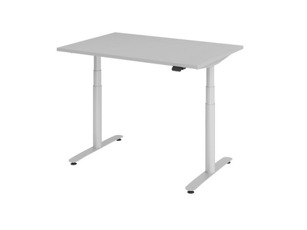 Hammerbacher Sitz-Steh-Schreibtisch elektrisch 120x80cm Grau/Silber, VXDLR12/5/S