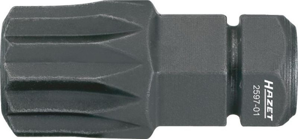 Hazet Bit, Sechskant massiv 8 (5/16 Zoll), Innen Vielzahn Profil XZN, M10, Drehmomentgesteuerter Schraubanzug möglich (Herstellerangaben beachten), 2597-02
