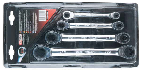 KS Tools GEARplus Torx-E-Doppel-Ratschenringschlüssel-Satz, 4-teilig, 503.4364