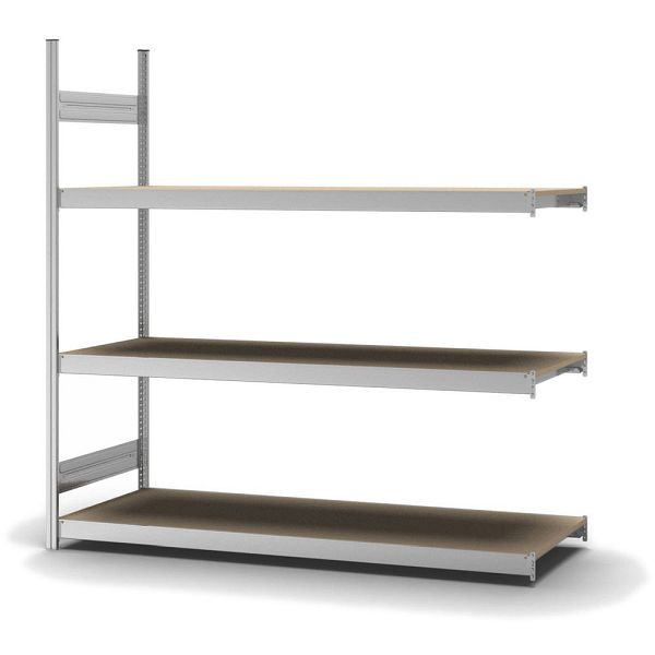 hofe Großfach-Anbauregal, 2000x600x2000 mm, 3 Fachebenen, Spanplatte verzinkt, 350 kg Fachlast, 1200 kg Feldlast, zweiseitige Bedienung, GZA20620S