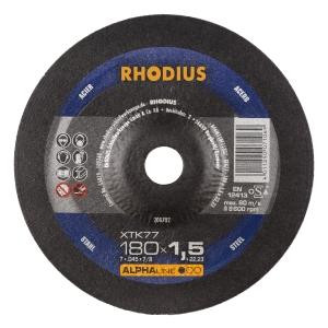 Rhodius ALPHAline XTK77 Extradünne Trennscheibe, Durchmesser [mm]: 180, Stärke [mm]: 1.5, Bohrung [mm]: 22.23, VE: 25 Stück, 208702