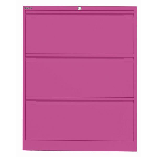Bisley Hängeregistraturschrank, doppelbahnig, 3 HR-Schubladen, 681 fuchsia, DF3681