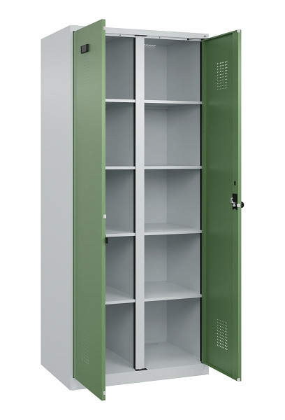 C+P Wäsche-Spind Evolo PLUS, 2 Abteile, 1850x800x500mm, 7035/6011, Verschluss Drehriegel, 049002-22B S10010