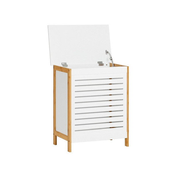 SoBuy Wäscheschrank mit Deckel Holzfarbe 50x30x60 cm, Funktional, FSS66-WN