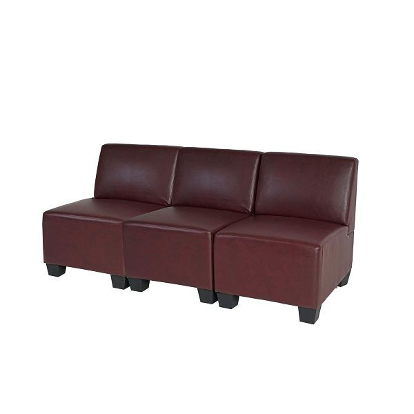Mendler Modular 3-Sitzer Sofa Couch Lyon, Kunstleder, rot-braun, ohne Armlehnen, 3x75174