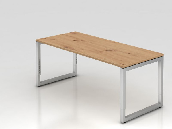Hammerbacher Schreibtisch RS19, 180 x 80 cm, Platte: Asteiche, 25 mm dick, 2 mm ABS-Kante, Rechteckform mit schwebender Tischplatte, VRS19/R/S