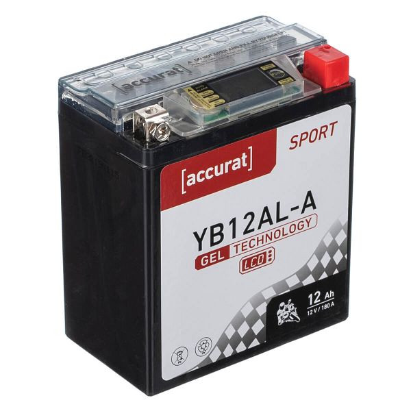 Accurat Sport GEL LCD YB12AL-A Motorradbatterie 12Ah 12V 180A, MBG-LCD-YB12AL-A