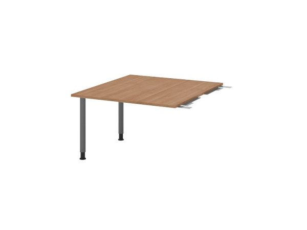 Hammerbacher Verkettungsplatte VKT, Farbe Tischplatte: Nussbaum, Platte: 1200 x 1300 x 25 mm, Rundrohr-Fuß Graphit, Arbeitshöhe: 720 - 740 mm, VKT12C/N/G