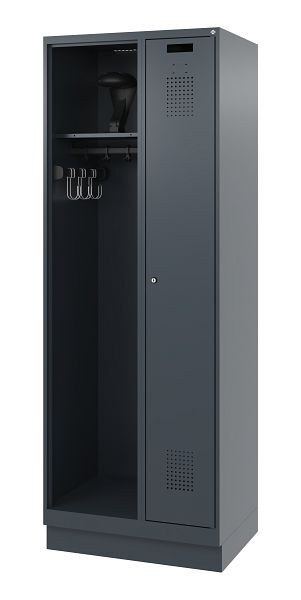 C+P Feuerwehrspind Evolo, Modell KOMBI, 2 Abteile, H1850xB700xT500 mm, Anthrazit, Sockel, 0494015-15 S10010