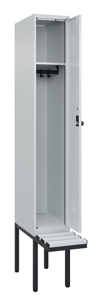 C+P Spind Evolo PLUS, 1 Abteile, 2120x300x815mm, 7035/7035, Haken 3, Drehriegel, Sitzfläche Kunststoff, 0490407-10 S10067