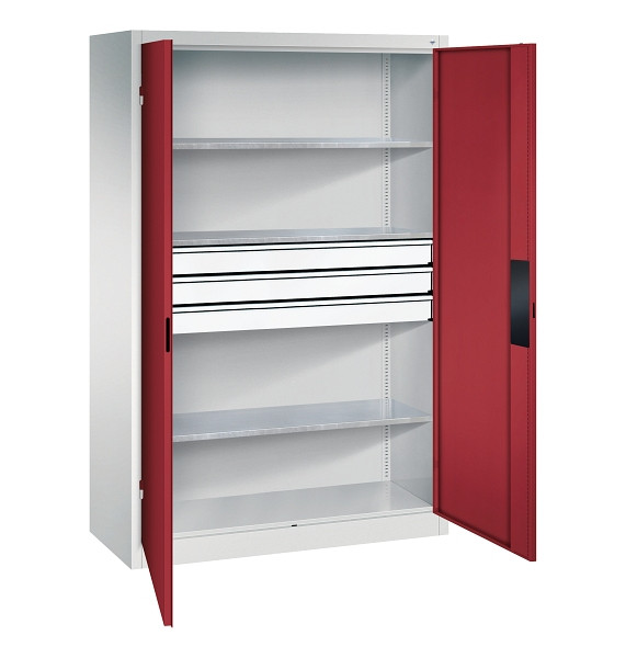 C+P Werkzeugschrank Acurado, H1950xB1200xT500mm, 7035/3003, 2 Einlegeböden, Traglast 110 kg, 8931-5230 S10193