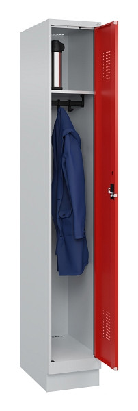 C+P Spind Evolo PLUS, mit Sockel, 1 Abteil, 1950x300x500mm, 7035/3020, Verschluss Zylinderschloss, Ablageböden 1, 049020-10 S10032