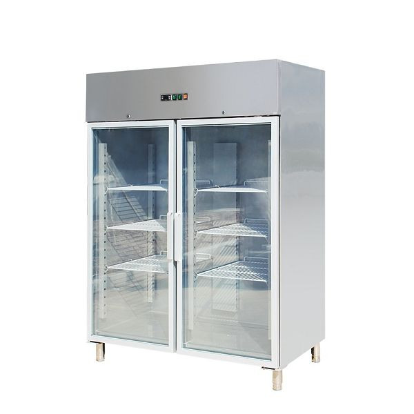 Skyrainbow Edelstahltiefkühlschrank mit Glasstür, Inhalt 1333 Liter, GN2/1, THL1410BTG