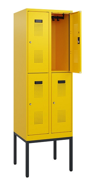 C+P Doppelstock-Spind Evolo PLUS, Gestell, 4 Fächer, 1950x600x500mm, 1023/1023, Zylinderschloss, 0493305-20 S10064