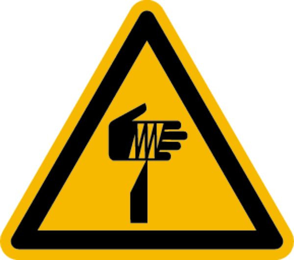 Schilder Klar Warnzeichen Warnung vor spitzem Gegenstand DIN EN ISO 7010-W022, 100 mm Folie selbstklebend, 7423/61