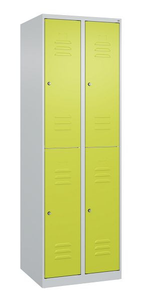 C+P Doppelstöckiger Spind Classic PLUS, 2 Abteile, 1850x600x500mm, 7035/0024, Zylinderschlösser, 080300-20 S10057