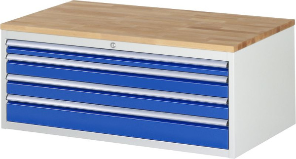 RAU Schubladenschrank Serie 7000, B1145xT650xH465mm, Schubladen: 1xH60, 2xH90, 1xH120mm, Buche-Massiv-Arbeitsplatte, Stärke 25mm, 03-XXL2.7A-B.11