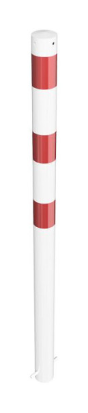 Schake Absperrpfosten Stahlrohr Ø 76 x 2,6 mm ortsfest, zum Einbetonieren feuerverzinkt / weiß beschichtet, 476B