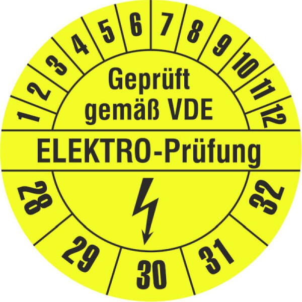 Stein HGS Prüfplaketten o. Jahresfarbe (5 Jahre), Geprüft nach VDE EL, Papier, Ø 20 mm, sign, 31.c7052-28