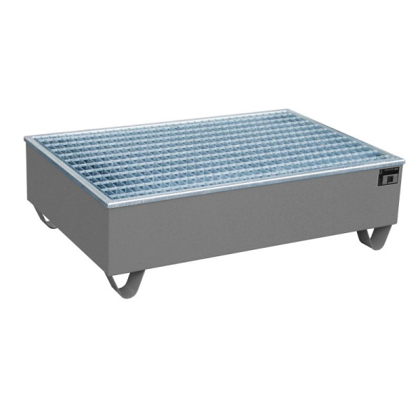 STEIN HGS Auffangwanne AW/PE, mit PE-Kunststoffeinsatz, 208 Liter, RAL 7005 mausgrau, Gesamthöhe 365 mm, lackiert, 2 x 200 Liter Fass, 79188.0023