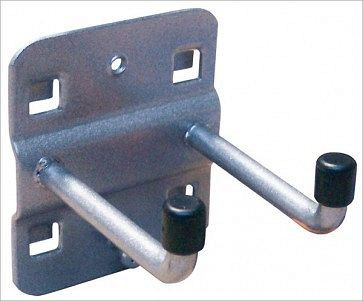 ADB Werkzeughalter, doppelt mit senkrechtem Hakenende, passend für Eurolochung (10x10mm/38x38mm), Ø: 6mm, Farbe: alu, RAL 9006, 50mm, 23126