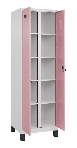 C+P Wäsche-Spind Evolo PLUS, mit Füßen, 2 Abteile, 1950x600x500mm, 9016/3015, Verschluss Drehriegel, 049012-20B S10018