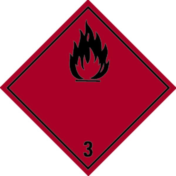 Schilder Klar Verpackungskennzeichnung Gefahrenklasse 3, Entzündbare flüssige Stoffe, 100x100 mm Folie selbstklebend, 570/61