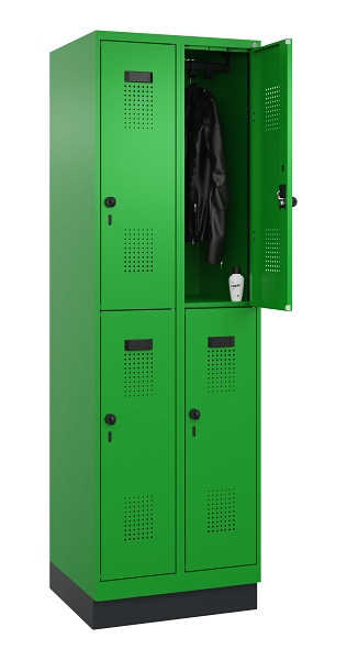 C+P Doppelstöckiger Spind Evolo PLUS, mit Sockel, 4 Fächer, 1950x600x500mm, 6037, Drehriegel, 049320-20 S10026