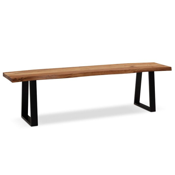 Wohnling Esszimmerbank 140x40x45,5 cm Akazie Massivholz/Metall, Esstischbank ohne Lehne, Küchenbank Modern, Sitzbank Klein, WL7.290